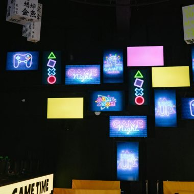 Lighted Screen Monitors  Inside a Gaming Computer Shop