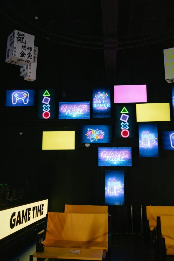 Lighted Screen Monitors  Inside a Gaming Computer Shop