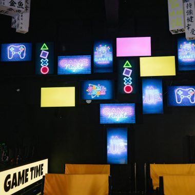 Neon Signages Inside a Computer Gaming Shop