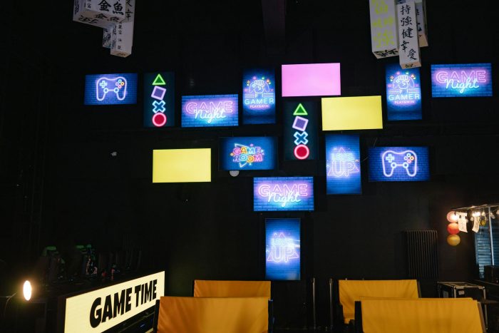 Neon Signages Inside a Computer Gaming Shop